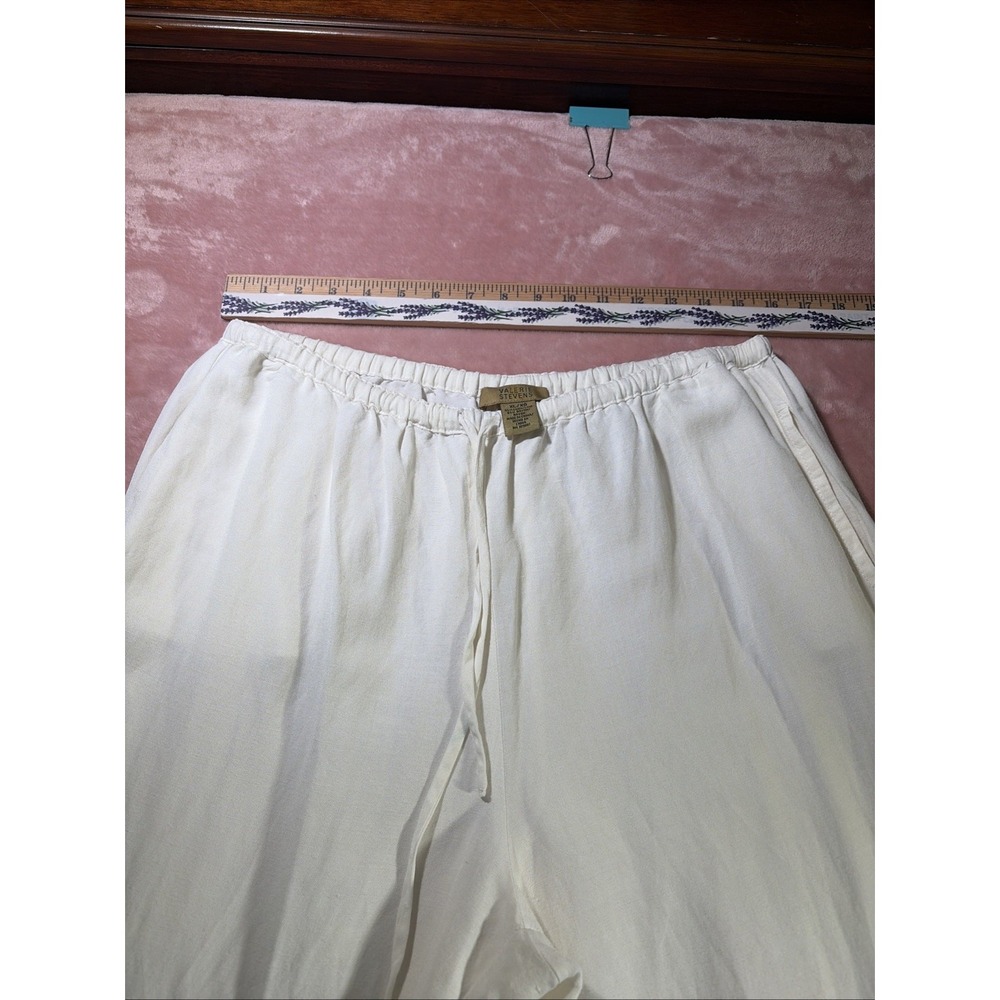 Valerie Steven's Linen Blend Boho White Pull On Pants Sz XL. Pockets. Wide Leg. - Picture 5 of 7